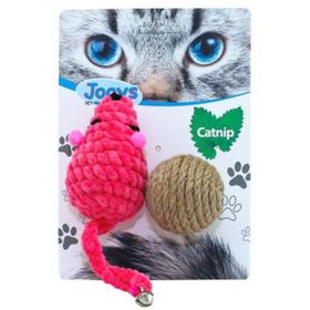 Jooys Catnipli Kadife Fare ve Hasir Top Ikili Set Kedi Oyuncağı