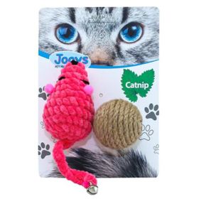 Jooys Catnipli Kadife Fare ve Hasir Top Ikili Set Kedi Oyuncağı