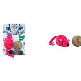 Jooys Catnipli Kadife Fare ve Hasir Top Ikili Set Kedi Oyuncağı