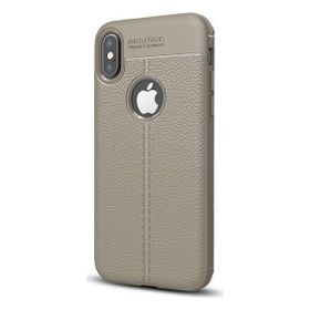 Jopus Apple iPhone XS Max Deri Desenli Lüx Niss Gri Silikon Kılıf