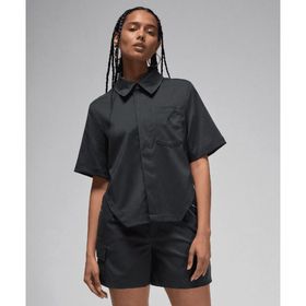 Jordan FN5766-045 Woven Crop Top Siyah Kadın Gömlek