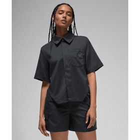 Jordan FN5766-045 Woven Crop Top Siyah Kadın Gömlek