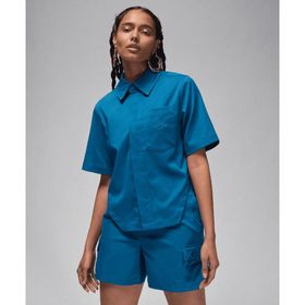 Jordan FN5766-457 Mavi Woven Crop Top Kadın Gömlek