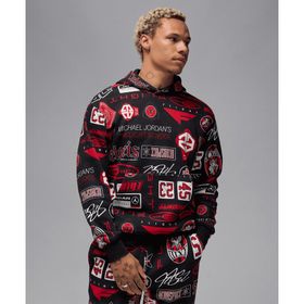 Jordan HM7254-010 Siyah Essentials Printed Fleece Pullover Hoodie Erkek Sweatshirt