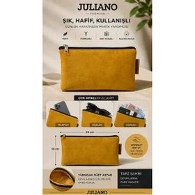Juliano 9.5 x 19 cm Sarı Süet Özel Tasarım Fermuarlı Gözlük Kılıfı