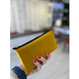 Juliano 9.5 x 19 cm Sarı Süet Özel Tasarım Fermuarlı Gözlük Kılıfı
