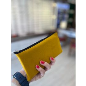 Juliano 9.5 x 19 cm Sarı Süet Özel Tasarım Fermuarlı Gözlük Kılıfı
