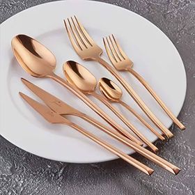 Jumbo 5500 12 Kişilik 84 Parça Titanyum Bronz Çatal Kaşık Bıçak Seti