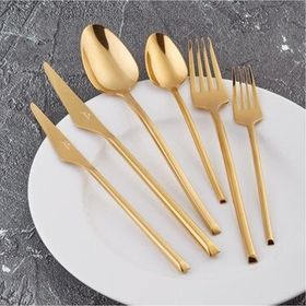 Jumbo 5500 12 Kişilik 84 Parça Titanyum Gold Çatal Kaşık Bıçak Takımı + Teos Metal Saplı Çaydanlık