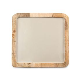 Jumbo Creme Ahşap Kare 25x25 cm Tepsi