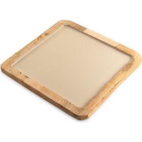 Jumbo Creme Ahşap Kare 25x25 cm Tepsi