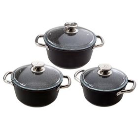 Jumbo Darci Black 3'lü 16 cm Siyah Midi Tencere Seti