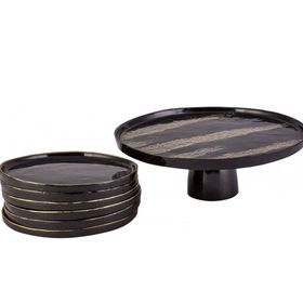Jumbo Glamour Siyah 7 Parça Pasta Seti