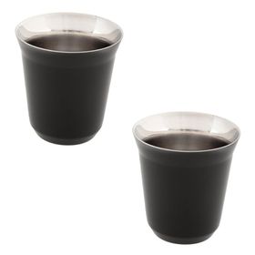 Jumbo Glory 7 Double Wall 2'li 160 ml Siyah Termo Çelik Fincan