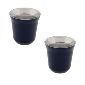 Jumbo Glory 7 Double Wall Lacivert 2'li 80 ml Termo Çelik Fincan