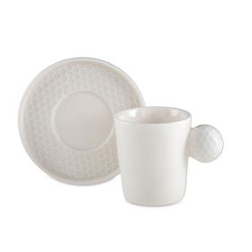 Jumbo Golfline Beyaz 2'li Tabaklı 90 cc Kahve Fincan Takımı