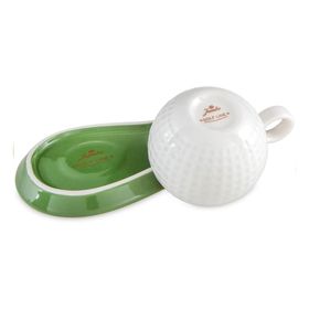 Jumbo Golfline Beyaz Fincan Yeşil Tabak Tekli Fincan Takımı
