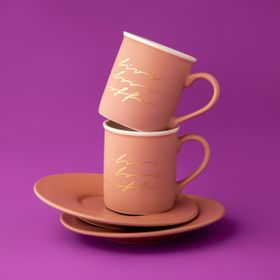 Jumbo Joy Pembe Kahve Fincan Takımı