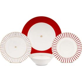 Jumbo Navy Kırmızı 24 Parça 6 Kişilik Yemek Takımı