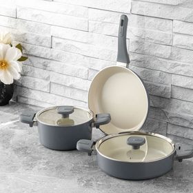 Jumbo Swiss Crystal Grey 5 Parça İndüksiyon Tabanlı Tencere Seti