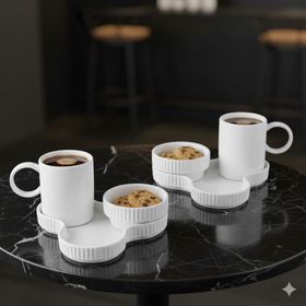 Jumbo Trigon Beyaz 2 Kişilik Kahve Fincan Takımı
