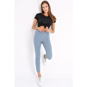 Jument 2399 Power Strech Likralı Dar Kesim Yüksek Bel Beli Lastikli Mavi Bilek Boy Kadın Pantolon