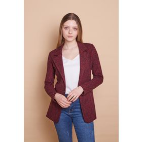 Jument 30014 Ekose Desenli Yakalı Uzun Kol Tek Düğme Yünlü Kumaş Blazer Bordo Kadın Ceket