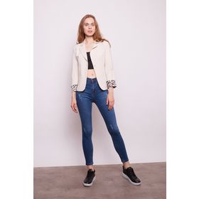 Jument 30017 Yakalı Flato Cepli Kolu Duble Uzun Kol Ofis Şık Blazer Kumaş Taş Kadın Ceket