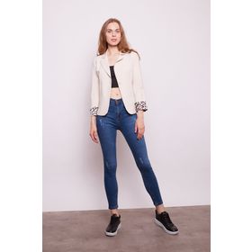 Jument 30017 Yakalı Flato Cepli Kolu Duble Uzun Kol Ofis Şık Blazer Kumaş Taş Kadın Ceket