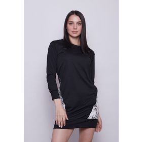 Jument 50077 Kadın Siyah Sıfır Yaka Cep Detaylı Uzun Kol Sweat Elbise