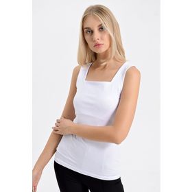 Jument 6081 Kare Yaka Kolsuz Likralı Pamuklu Kumaş Body