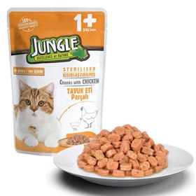 Jungle 100 gr 24 Adet Tavuklu Kısırlaştırılmış Ezme Kedi Konservesi