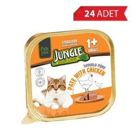 Jungle 100 gr 24 Adet Tavuklu Kısırlaştırılmış Ezme Kedi Konservesi