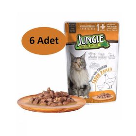 Jungle 100 gr 6 Adet Pouch Jöleli Tavuklu Kısırlaştırılmış Kedi Konservesi