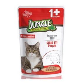 Jungle 100 gr Pouch Biftekli Jelli Yaş Kedi Maması