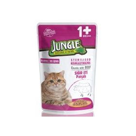Jungle 100 gr Pouch Sığır Eti Parçalı Kısırlaştırılmış Kedi Konservesi