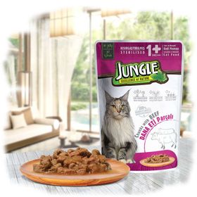 Jungle 100 Gr Pouch Sterilised Biftekli Yaş Kısırlaştırılmış Kedi Maması