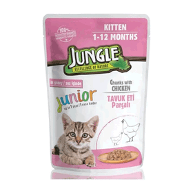 Jungle 100 gr Pouch Tavuk Eti Parçalı Yavru Jel Mama
