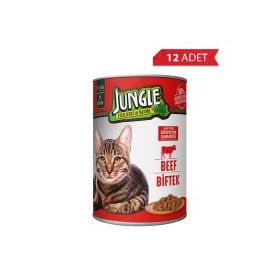 Jungle 12x415 gr Biftekli Yetişkin Kedi Konservesi