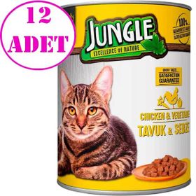 Jungle 12x415 gr Tavuklu Sebzeli Kedi Konservesi