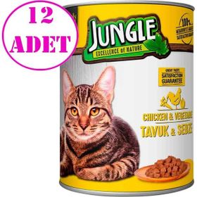 Jungle 12x415 gr Tavuklu Sebzeli Kedi Konservesi