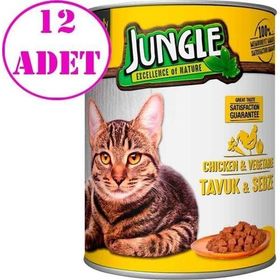 Jungle 12x415 gr Tavuklu Sebzeli Kedi Konservesi