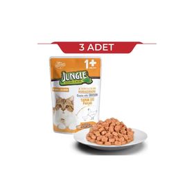 Jungle 3x100 gr Pouch Jöleli Tavuklu Kısırlaştırılmış Kedi Konservesi