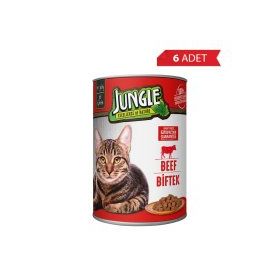 Jungle 6x415 gr Biftekli Yetişkin Kedi Konservesi