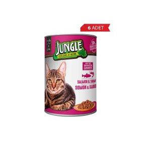 Jungle 6x415 gr Somonlu ve Karidesli Yetişkin Kedi Konservesi