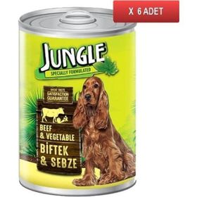 Jungle Biftekli Sebzeli 6x415 gr Konserve Köpek Maması