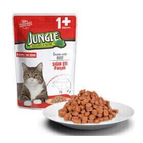 Jungle Jungle Pouch Gravy Soslu Biftekli 100 gr Yaş Kedi Maması