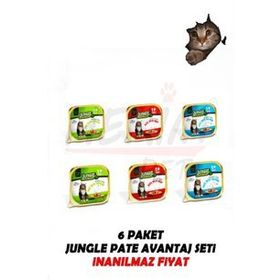 Jungle Karışık Çeşitli Pate Yetişkin 6x100 gr Kedi Yaş Maması