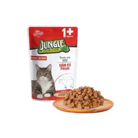 Jungle Pouch Dana Eti Parçalı Soslu 100 gr Yetişkin Kedi Konservesi