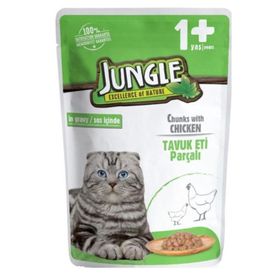 Jungle Pouch Gravy Soslu 100 gr Somon+100 gr Tavuk+100 gr Biftek Konserve Yetişkin Kedi Maması